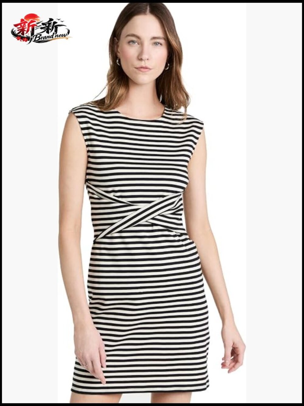 Fitted Sleeveless Twisted Front T-Shirt Dress Scoop Neck Mini